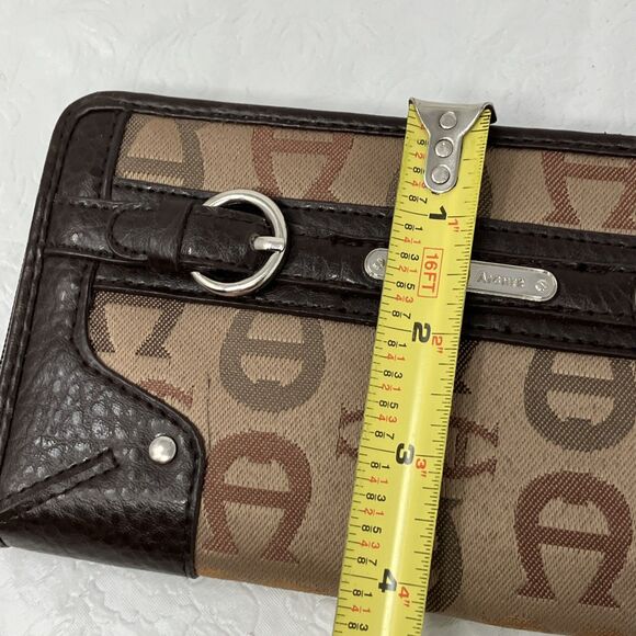 Etiennne Aigner Wallet Logo Fabric With Leather Trim Brown - Picture 3 of 16